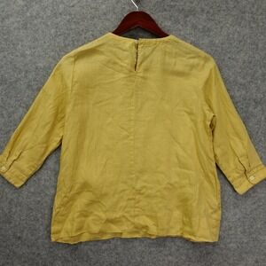 Muji European Linen Top Womens SMALL Yellow Japanese Minimalist Summer Light